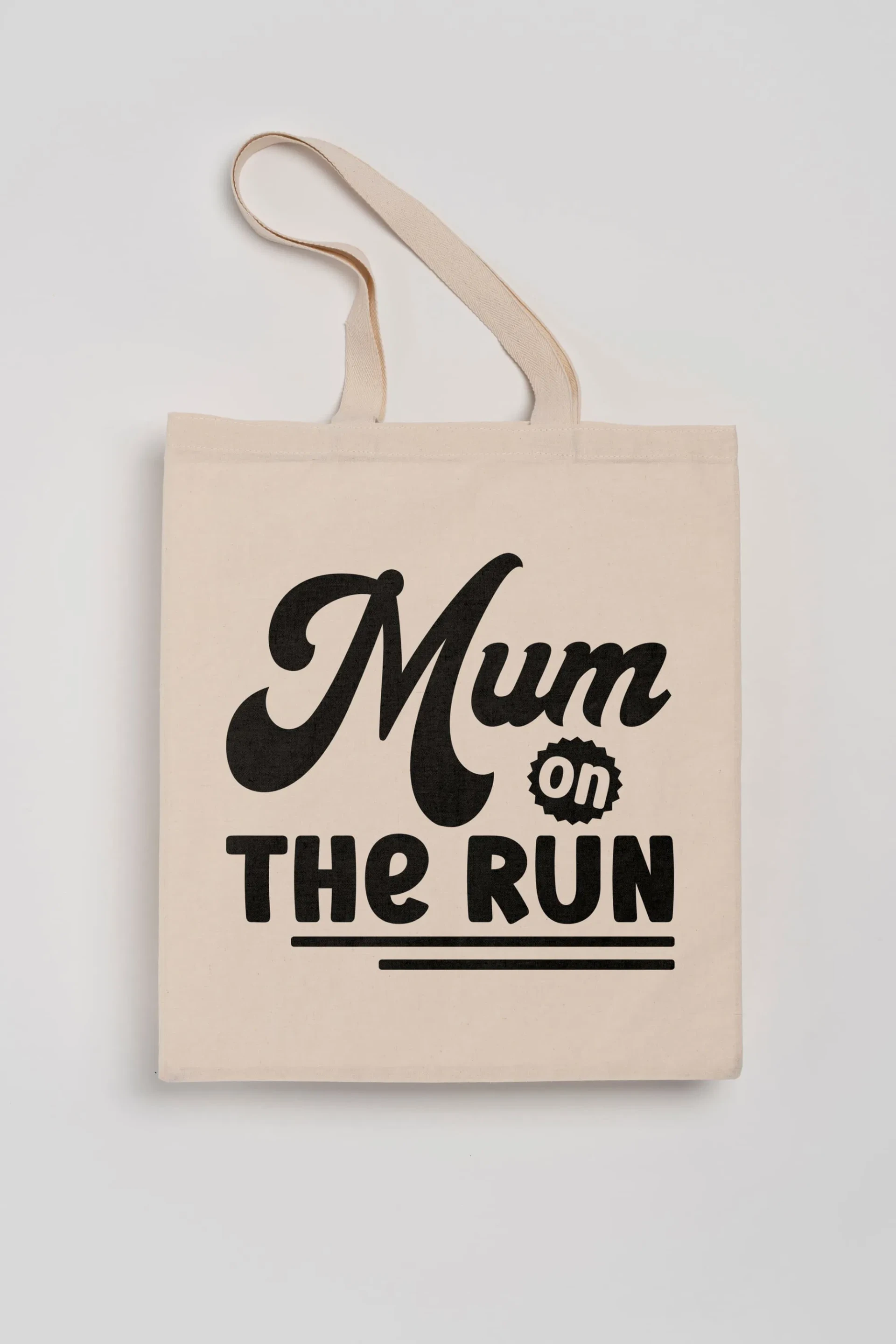 Πάνινη τσάντα μπεζ δώρο για τη μαμά - Mum on the run